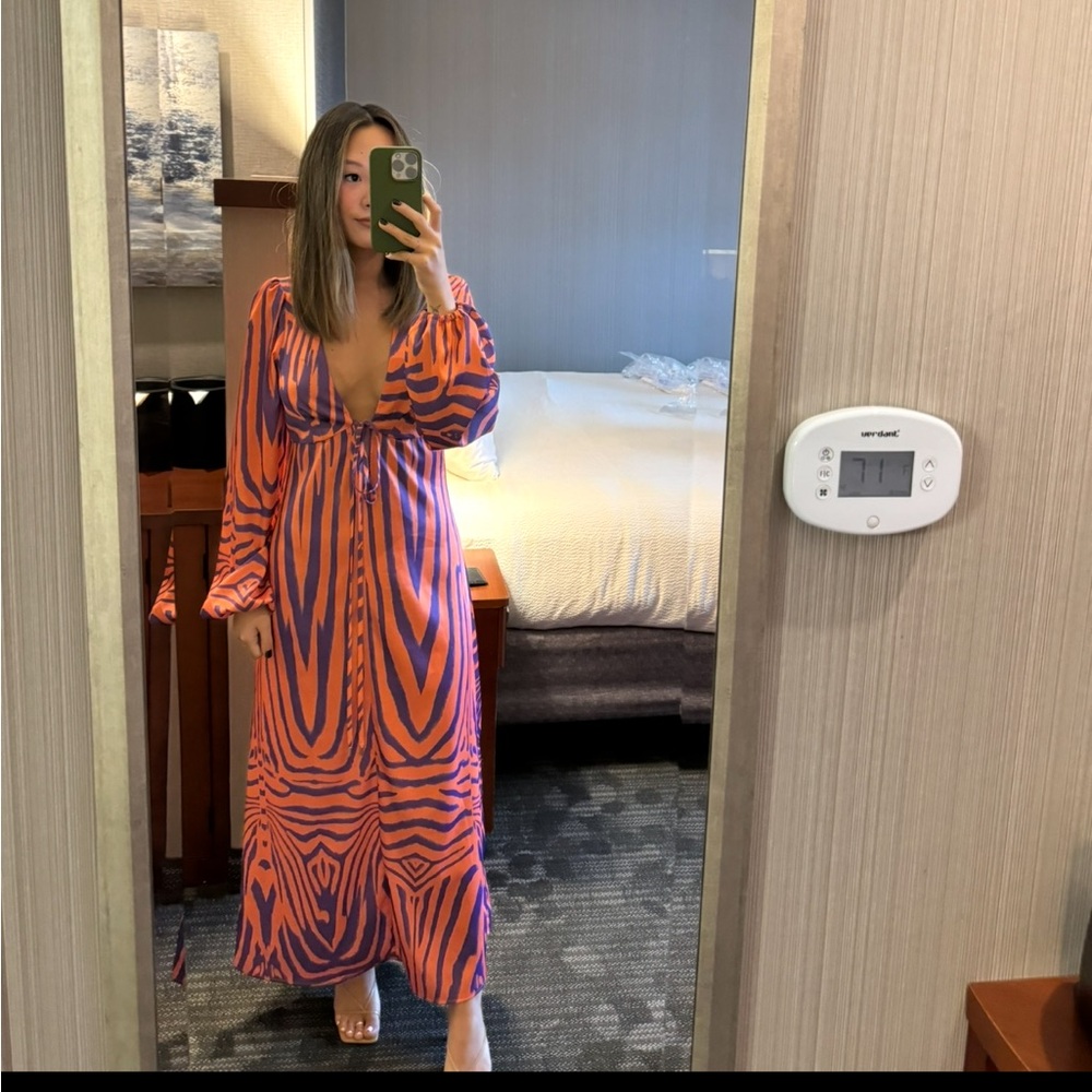 AFRM Orange and Purple Striped Dress